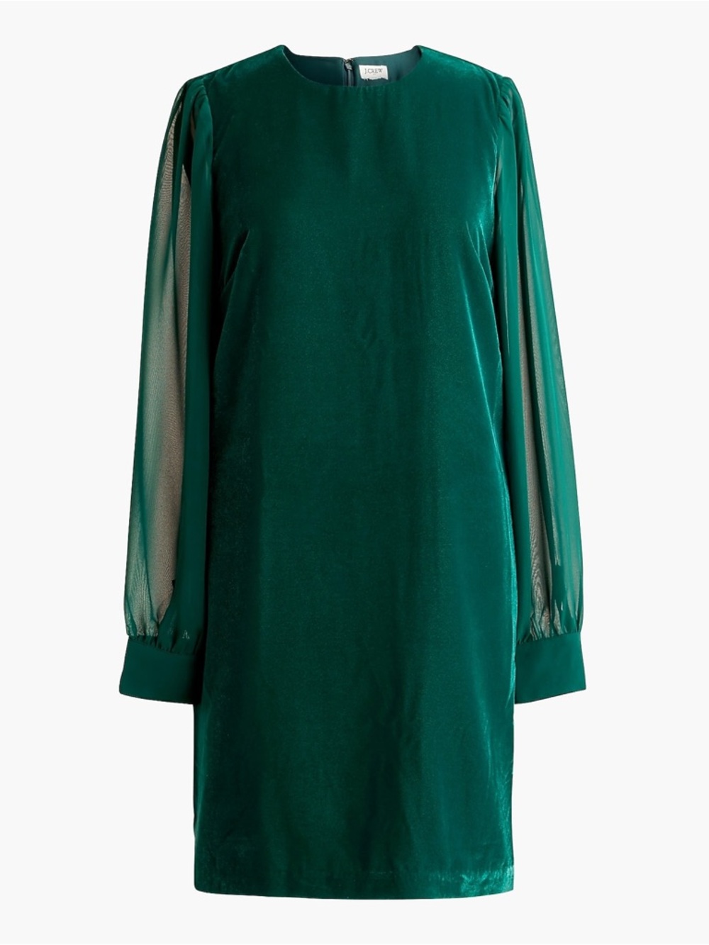 J. Crew Velvet & Sheer Mini Dress in Old Forest Green - Size 2